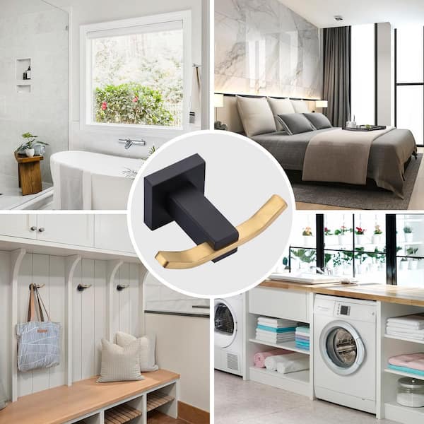 Stainless Steel Wall Mount J-Hook Double Robe/Towel Hook Bath Hardware Accessory in Black and Gold