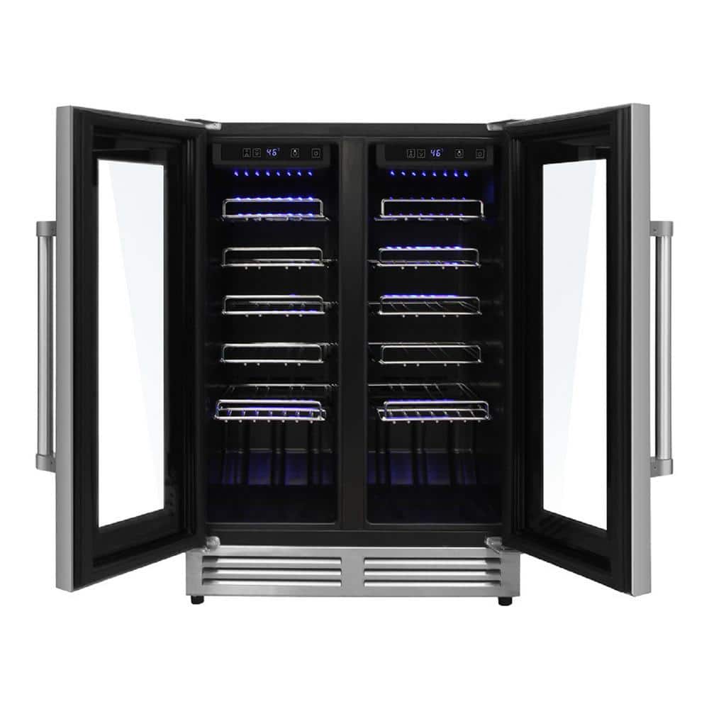 Stainless Steel Dual Zone 42-Bottle Wine Cooler with Interior Lighting