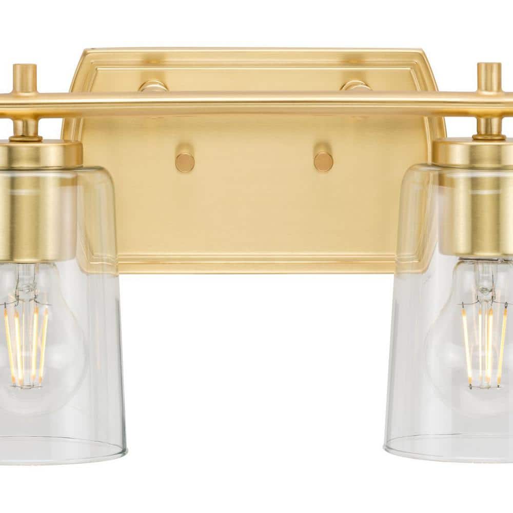 Adley Satin Brass 6-Light Vanity Fixture with Clear Glass Shades