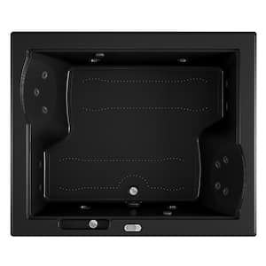 Fuzion Salon Spa 71.75 in. x 59.75 in. Rectangular Combination Bathtub with Center Drain in Black