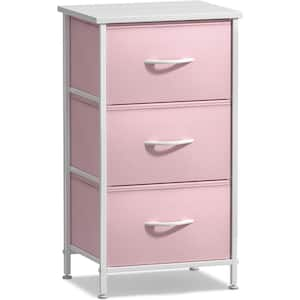 3 Drawers Pink Nightstand 28.75 in. H x 17.75 in. W x 11.87 in. D