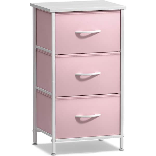Sorbus 3 Drawers Pink Nightstand 28.75 in. H x 17.75 in. W x 11.87 in. D