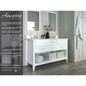 Hayley 60 in. W x 20.1 in. D x 34.6 H Bath Vanity in White with Carrara White Marble Vanity Top with White Basin