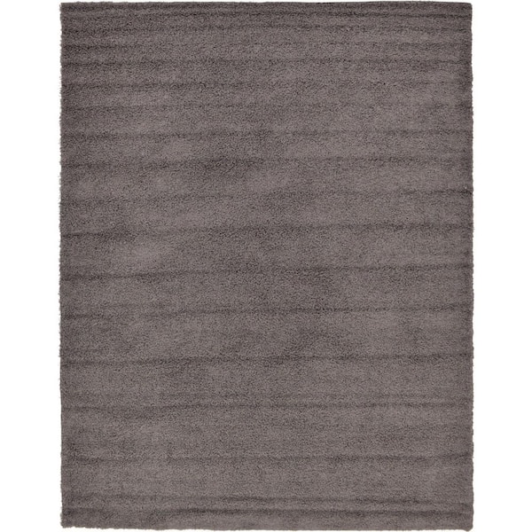 Unique Loom Solid Shag Graphite Gray 10 ft. x 13 ft. Area Rug