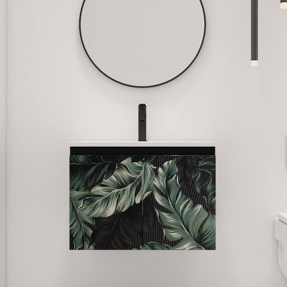 24 in. W x 18.3 in. D x 17.3 in. H Wall Mounted Bath Vanity in Sinomenium w