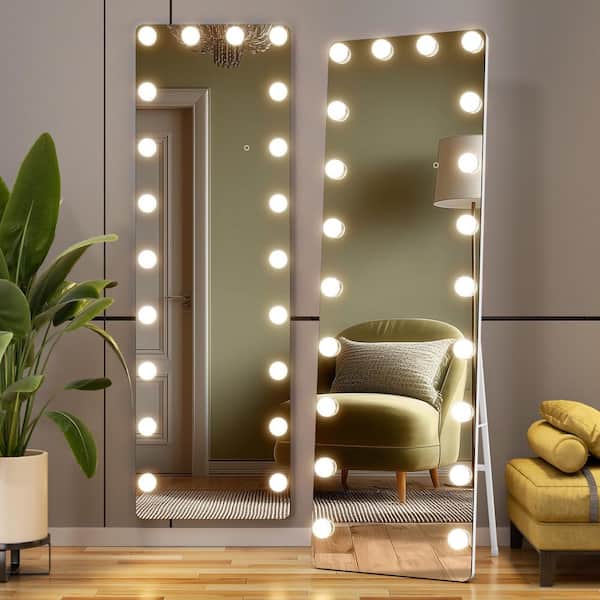 Vosuja Clear 20 in. W x 63 in. H Rectangular Glass Full Length Mirror with Lights LED Full Body Standing Mirror Wall Mounted