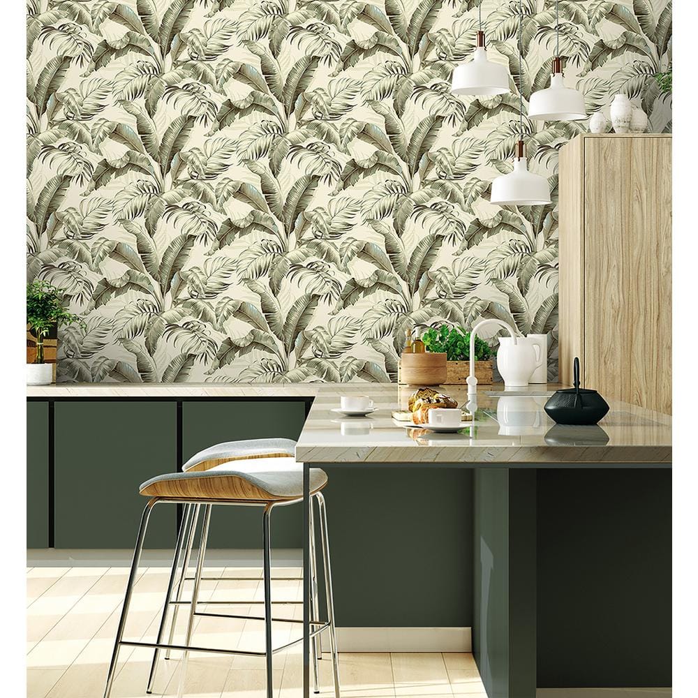 Silver Birch Tropical Palm Peel & Stick Vinyl Wallpaper Roll