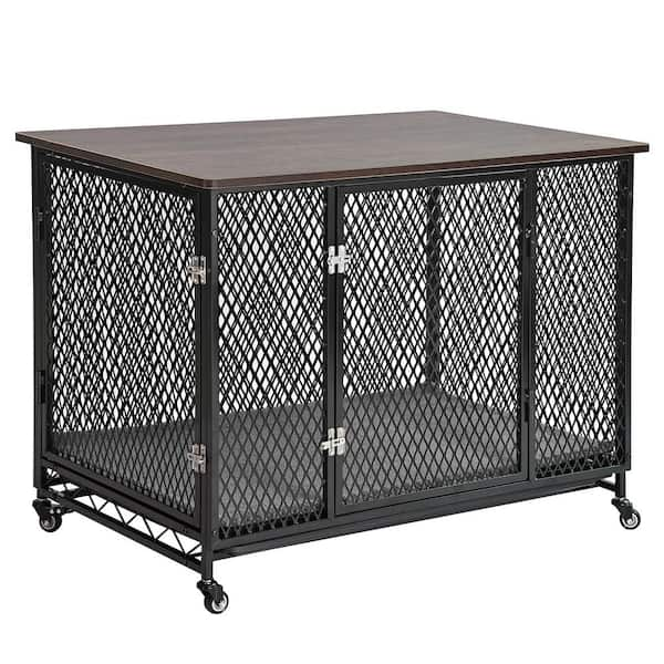 Aivituvin Dog Crate Furniture, Side End Table with Tray, Cushion and Casters AIR79