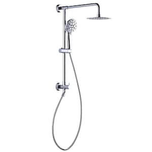 7-Spray Multifunction 1.8 GPM Round Wall Bar Shower Kit with Fixed Shower Head and Hand Shower in Polished Chrome