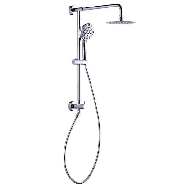 IVIGA 7-Spray Multifunction 1.8 GPM Round Wall Bar Shower Kit with Swivel Shower Head and Hand Shower in Polished Chrome