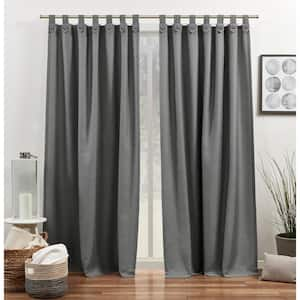 Loha Tuxedo Black Pearl Solid Light Filtering Tuxedo Tab Top Curtain, 54 in. W x 96 in. L (Set of 2)