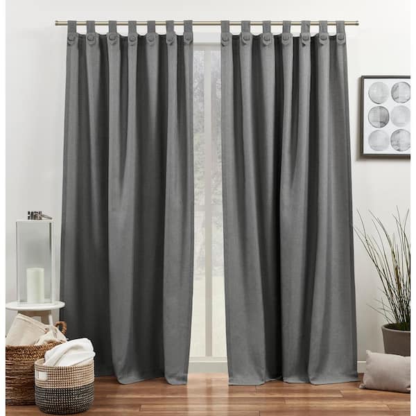 EXCLUSIVE HOME Loha Tuxedo Black Pearl Solid Light Filtering Tuxedo Tab Top Curtain, 54 in. W x 96 in. L (Set of 2)