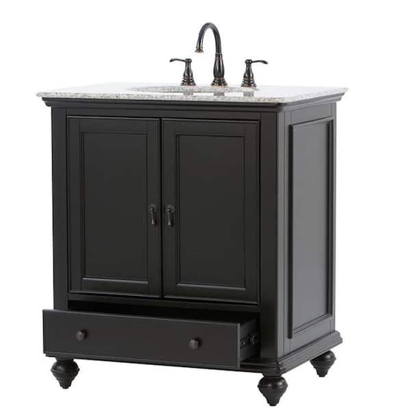 Newport 61 in. W x 21-1/2 in. D Double Bath Vanity in Black with Granite Vanity Top in Gray Newport 61 in. W x 21-1/2 in. D Double Bath Vanity in Black with Granite Vanity Top in Gray