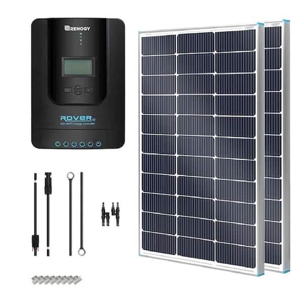 Renogy 200-Watt 12-Volt Off-Grid Solar Starter Kit w/ 2-Piece 100W Monocrystalline Panel and 40A MPPT Rover Charge Controller