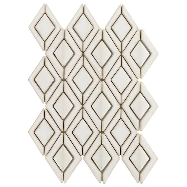 Ivy Hill Tile Delphi Jewel Natural White 3 in. x 0.55 in. Glossy Glass Mosaic Tile Sample