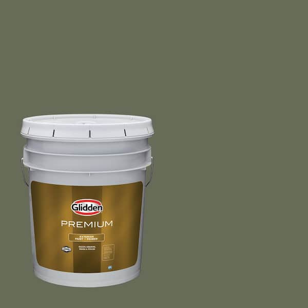 Glidden Premium 5 gal. PPG1126-7 All About Olive Flat Exterior Latex Paint