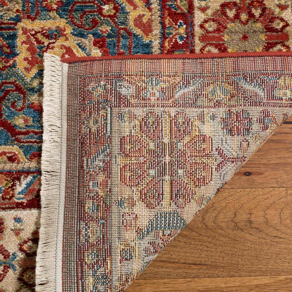 Kashan Red and Ivory Floral Synthetic Runner Rug 2'6" x 8'