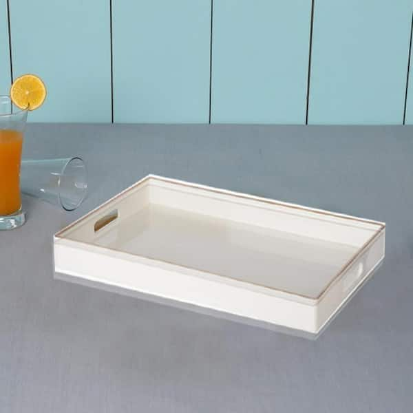 Plastic Lacquer Serving Tray with Handle - 19 in. x 12.5 in