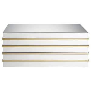 44 in. Silver/Gold Large Rectangle Glass Coffee Table