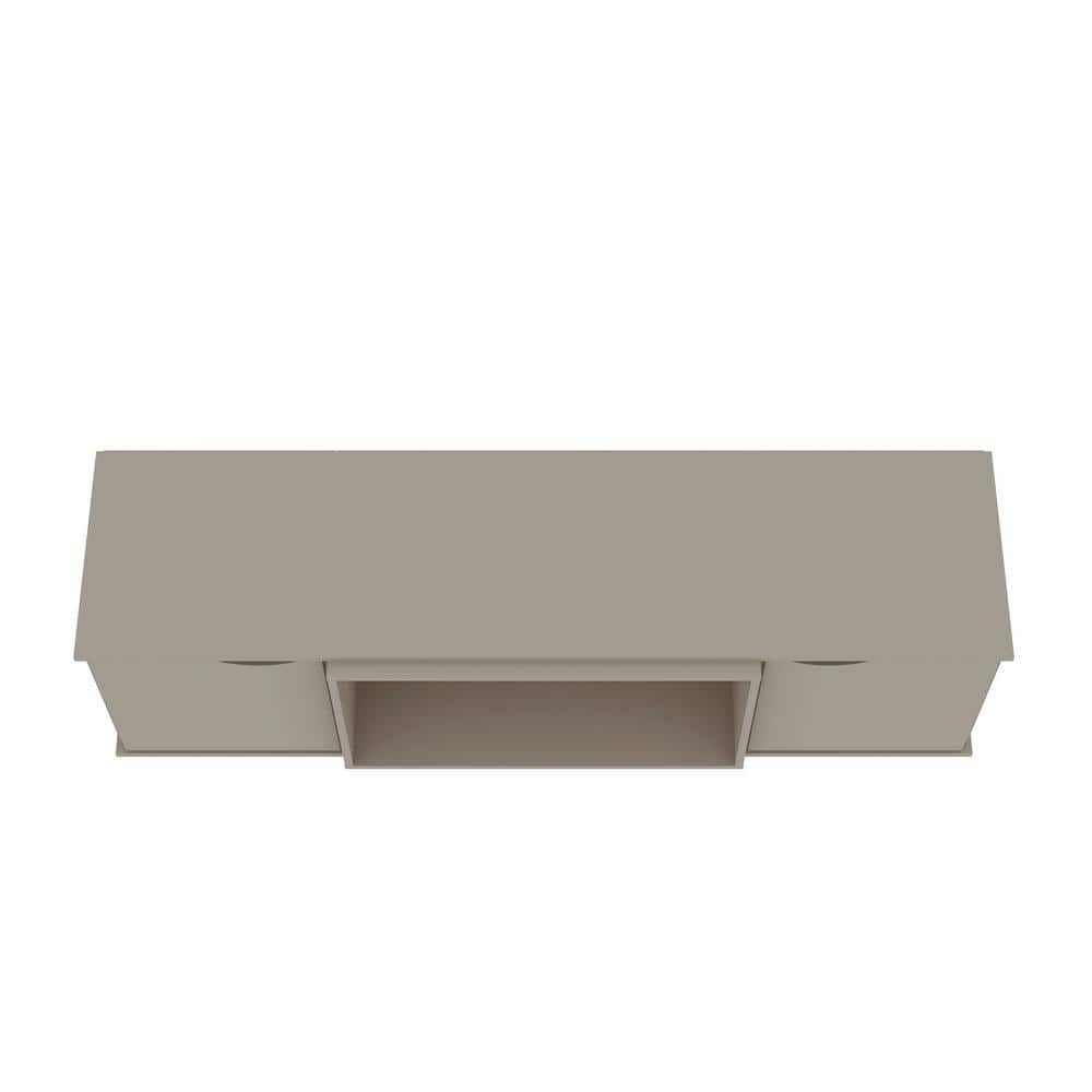 Off White Composite Mid-Century Modern TV Stand with Cabinet