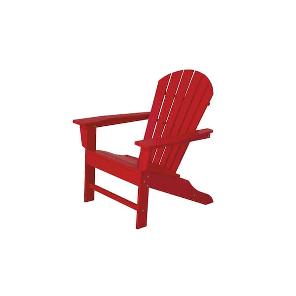 POLYWOOD South Beach Sunset Red Plastic Patio Adirondack Chair