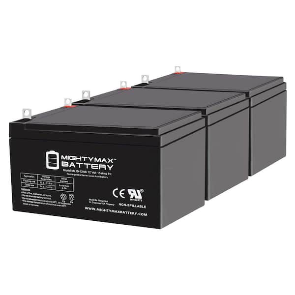 MIGHTY MAX BATTERY ML15-12NB 12V 15AH Replacement Battery Compatible with Razor 15165070 MX650 Dirt Rocket - 3 Pack