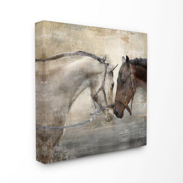 Stupell Industries 30 in. x 30 in. "Horse Couple Textured Farm Animal Photograph" by Main Line Studio Canvas Wall Art
