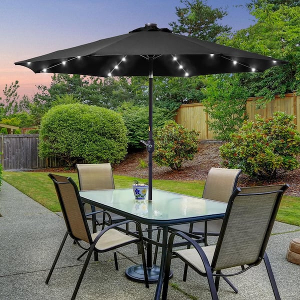 JOYESERY 9 ft. Solar LED Market Patio Umbrellas with Solar Lights