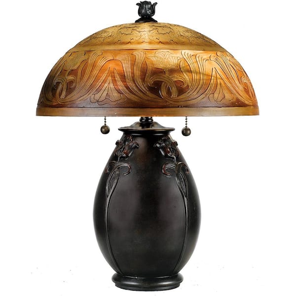 Home Decorators Collection Glenhaven 18 in. Teco Rossa Table Lamp
