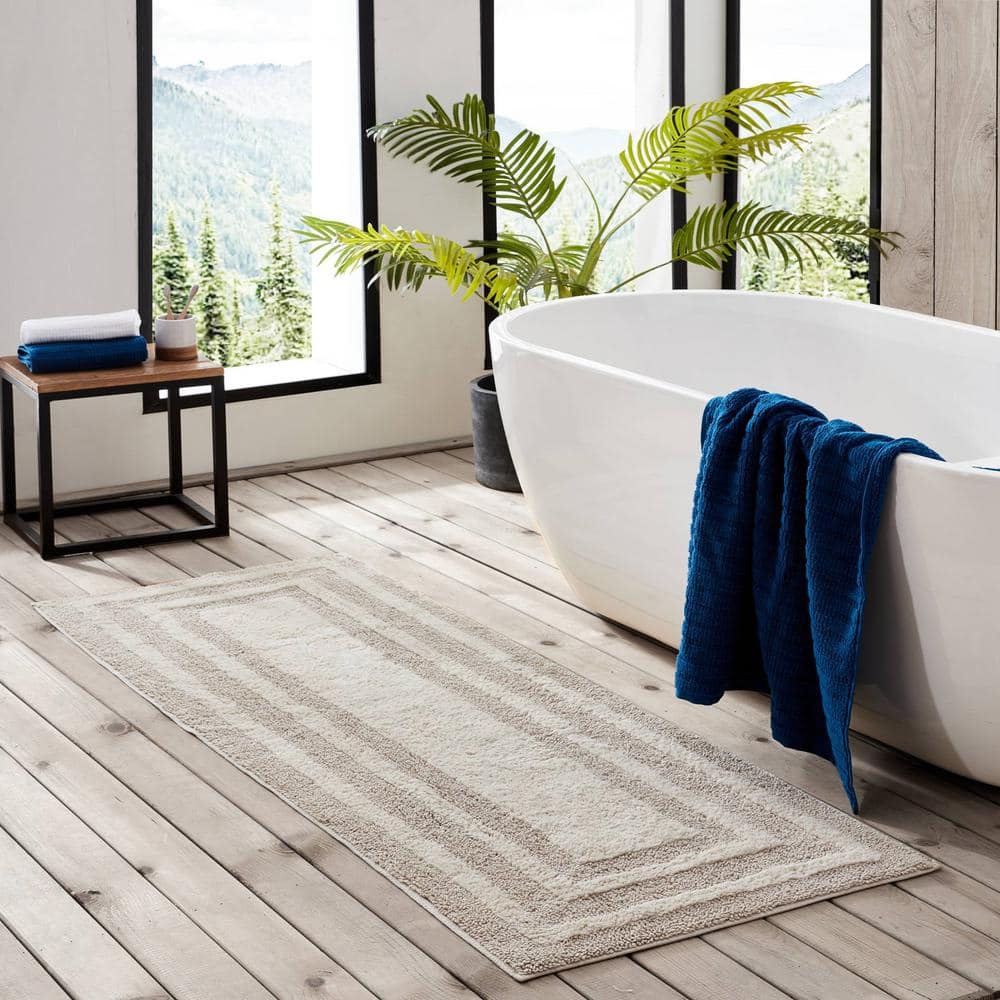 Logan Light Beige Cotton Bath Runner Rug