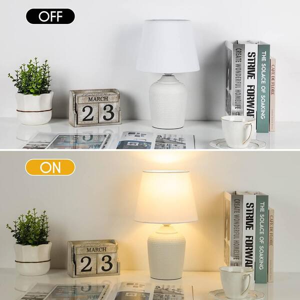 11.8 in. White Bedside Table Lamp Set of 2 with No Bulbs Included