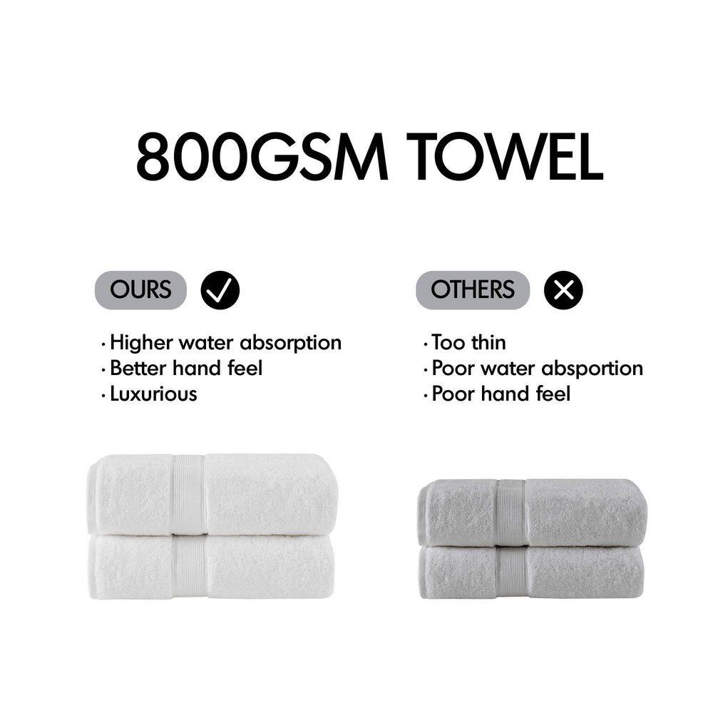 Luxurious Silver 800GSM Cotton Bath Sheet Set, 2 Pieces