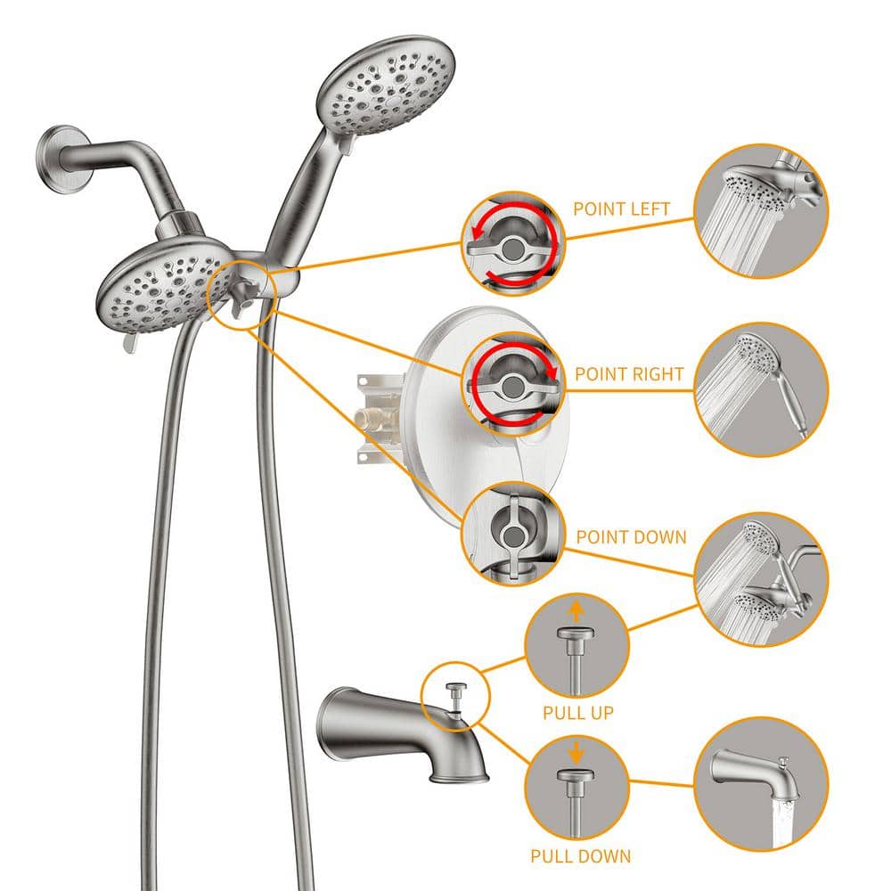 Brushed Nickel Multi-Head Wall Mounted Shower System