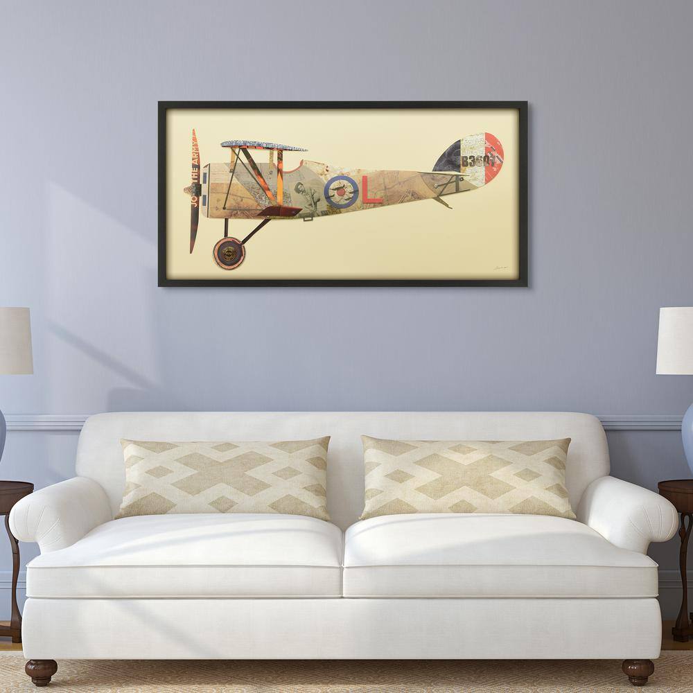 Empire Art Direct Antique Biplane #1 Dimensional Collage Framed Graphic Art Under Glass Wall Art, 25" x 48" x 1.4", Ready to Hang