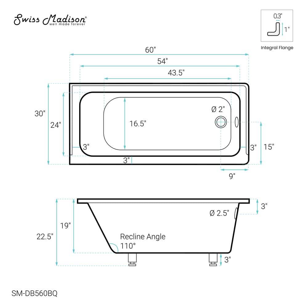 Voltaire 60" Bisque Acrylic Alcove Bathtub