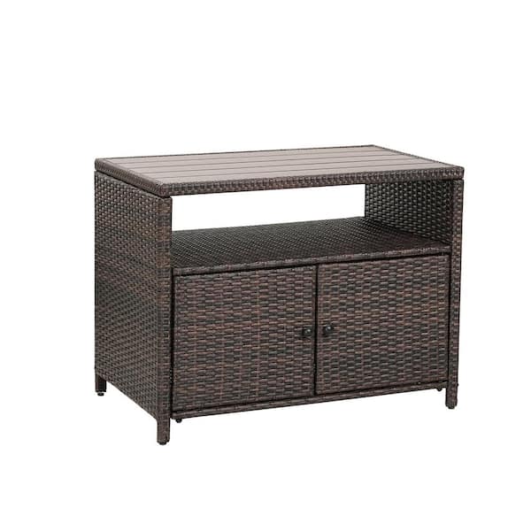 Unbranded Black Outdoor Tea Cabinet Crafted with A Stainless Steel Metal Frame