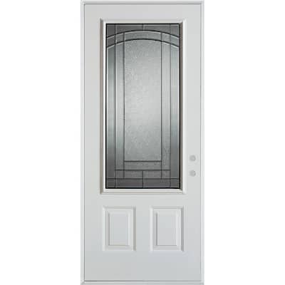 32 in. x 80 in. Chatham Patina 3/4 Lite 2-Panel Painted White Left-Hand Inswing Steel Prehung Front Door