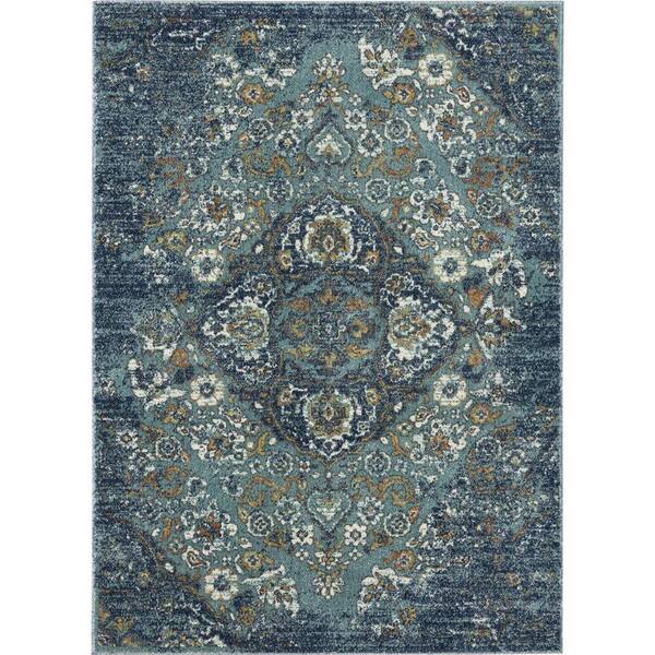 Victoria Collection Distressed Marine 6x9 Oriental Floral Polypropylene