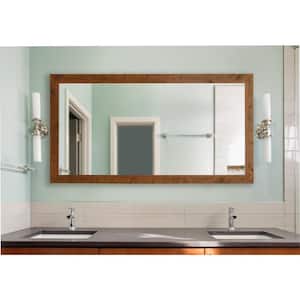 Oversized Rectangle Reddish-Brown Wood Classic Mirror (70 in. H x 35 in. W)