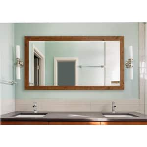 Oversized Rectangle Reddish-Brown Wood Classic Mirror (64 in. H x 35 in. W)