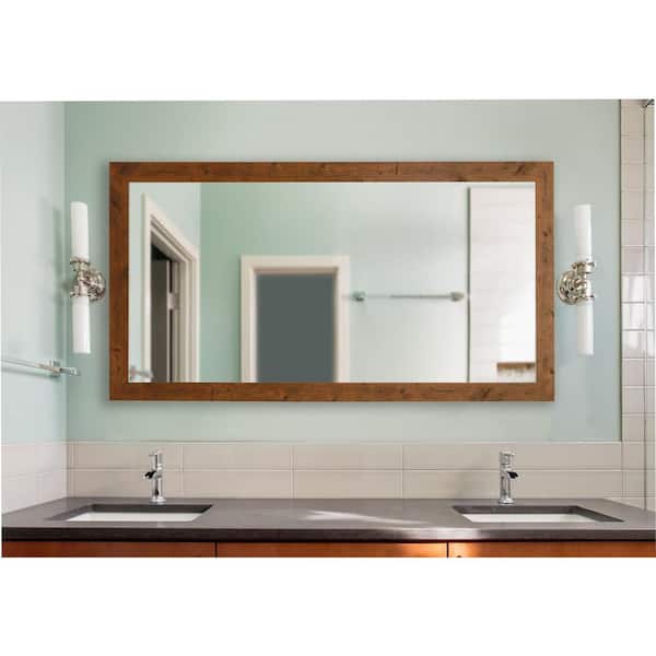 Unbranded Oversized Rectangle Reddish-Brown Wood Classic Mirror (64 in. H x 35 in. W)