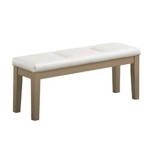 SignatureHome Hillsdale Silver/White Finish Dining Bench Without Back With 4 Legs 14 in. W. Dimension - (44Lx14Wx18H)