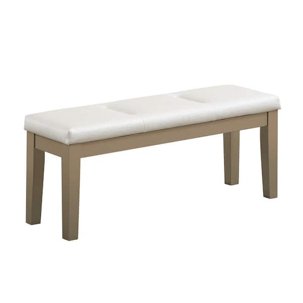 Signature Home SignatureHome Hillsdale Silver/White Finish Dining Bench Without Back With 4 Legs 14 in. W. Dimension - (44Lx14Wx18H)