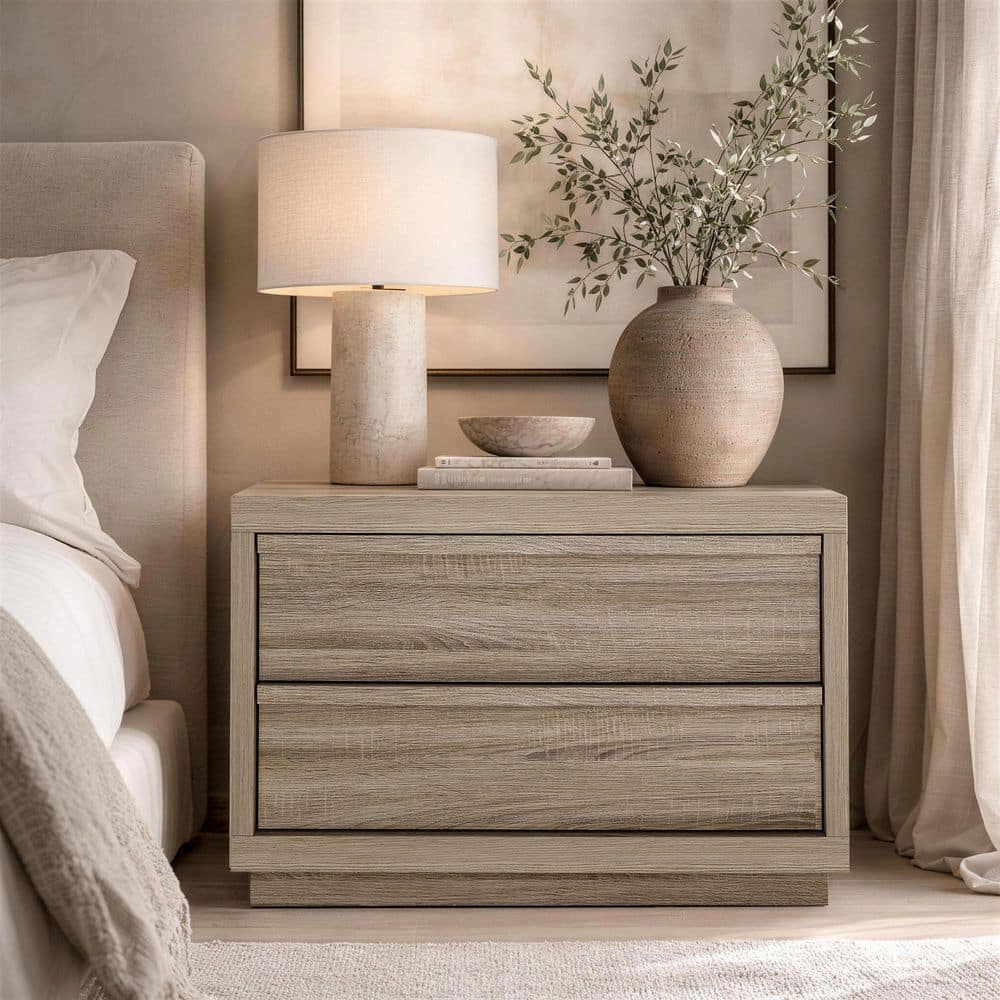 Manhattan Comfort Navis Contemporary Natural Oak 2-Drawer 32 in. W
