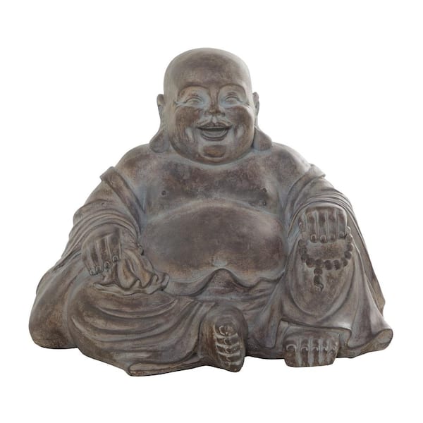 Litton Lane 18 in. Magnesium Oxide Indoor Outdoor Meditating Buddha Garden Sculpture