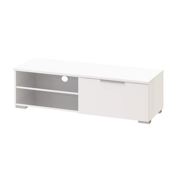 Tvilum Match 46 in. White High Gloss Engineered Wood TV Stand Fits TVs Up to 55 in. with Adjustable Shelves