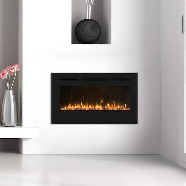 Clihome Flame 30 In Wall Mounted, Home Depot Indoor Electric Fireplaces