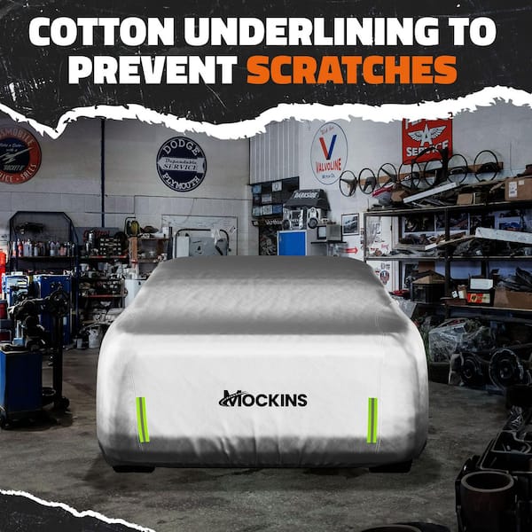Mockins 185 in. x 70 in. x 60 in. Water Resistant Car Cover - 190T Silver Polyester - Small Sedan