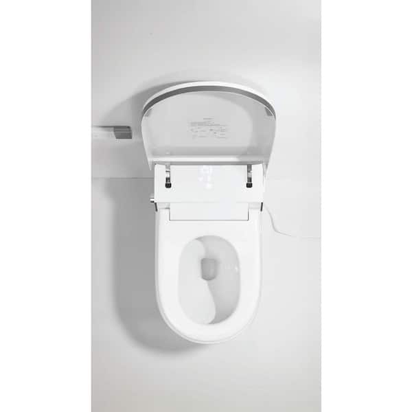 iWASH Skirted Compact Elongated Bidet Toilet 1.28 GPF in White with Auto Open/Close Seat and Lid, Heated Seat, Remote