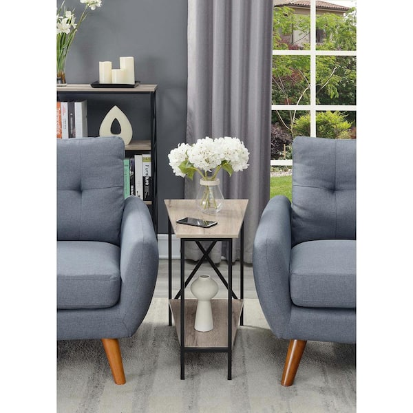 Tucson Sandstone and Black Wedge End Table
